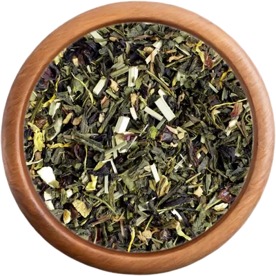 Zelený čaj s príchuťou Zelený čaj s rebarborou a jahodou BIO